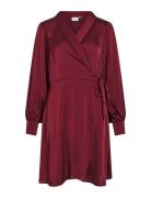 Vienna Ravenna L/S Short Wrap Dress-Noos Lyhyt Mekko Red Vila