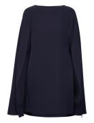 Cape Georgette Cocktail Dress Lyhyt Mekko Navy Lauren Ralph Lauren