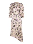 Hammered Printed Silk Midi Wrap Dre Polvipituinen Mekko Multi/patterne...