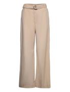 Flowy Wideleg Trousers With Belt Bottoms Trousers Wide Leg Beige Mango