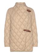 Buckle-Trim Diamond-Quilted Down Coat Tikkitakki Beige Lauren Ralph La...