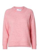 Slflulu Ls Knit O-Neck Tops Knitwear Jumpers Pink Selected Femme