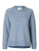 Slflulu Ls Knit O-Neck Tops Knitwear Jumpers Blue Selected Femme