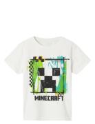 Nkmjoshi Minecraft Ss Top Box Bfu Tops T-shirts Short-sleeved White Na...