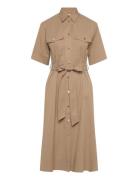 Reg Utility Ss Shirt Dress Polvipituinen Mekko Beige GANT