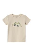 Nbmjacts Ss Top Box Tops T-shirts Short-sleeved Beige Name It