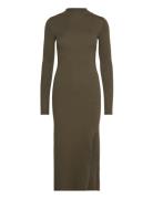 Knitted Dress With Side Slit Maksimekko Juhlamekko Khaki Green Mango