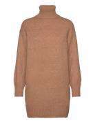 Turtle Neck Knit Dress Lyhyt Mekko Brown Mango