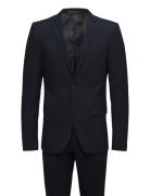 Plain Mens Suit - Normal Length Puku Navy Lindbergh