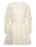 Frills Embroidered Dress Lyhyt Mekko Beige Mango