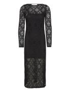 Geometric-Pattern Openwork Dress Polvipituinen Mekko Black Mango