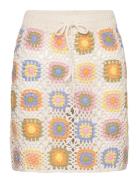 Crochet Mini Skirt Lyhyt Hame Beige Mango