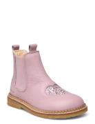 Booties - Flat - With Elastic Bootsit Nauhalliset Saapikkaat Pink ANGU...