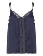 Camisole Lace Satin Toppi Navy Lindex