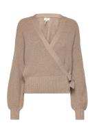 Objmalena L/S Wrap Cardigan Noos Tops Knitwear Cardigans Beige Object