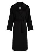 Ls Df Wool Long Wrap Coat Outerwear Coats Winter Coats Black Calvin Kl...