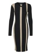 Vmgold New Rib Long Ls O-Neck Dress Polvipituinen Mekko Black Vero Mod...