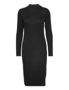 Krown Ls T-Neck Dress Polvipituinen Mekko Black Modström