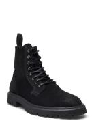 Tatum Suede Lace-Up Boot Nyörisaappaat Black Les Deux