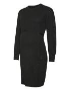 Mlnewanne L/S Abk Knit Dress A. Noos Polvipituinen Mekko Black Mamalic...