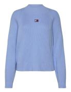 Tjw Badge Mockneck Sweater Tops Knitwear Turtleneck Blue Tommy Jeans