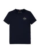 Th Logo Puff Print Reg Tee Ss Tops T-shirts Short-sleeved Navy Tommy H...