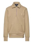 Fleece Quarter-Zip Pullover Tops Knitwear Pullovers Khaki Green Ralph ...