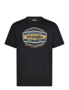 Americana Tee Tops T-shirts Short-sleeved Black Wrangler