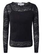 Lace Top Tops T-shirts Long-sleeved T-shirts Black Hound