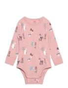 Body Animal Flower Aop Bodies Long-sleeved Pink Lindex