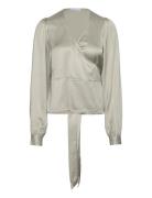 2Nd Harlow - Fluid Satin Tops Blouses Long-sleeved Grey 2NDDAY