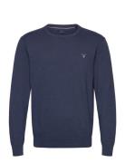 Cotton C-Neck Tops Knitwear Round Necks Navy GANT