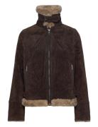 Ciara Suede Shearling Jacket Nahkatakki Brown Jofama