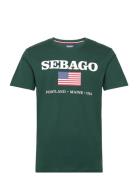 Sam Printed Tee Tops T-shirts Short-sleeved Green Sebago