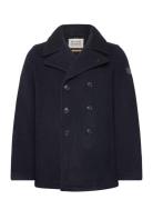 Wool Blend Peacoat Villakangastakki Pitkä Takki Navy Scotch & Soda