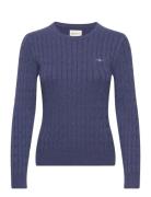 Stretch Cotton Cable C-Neck Tops Knitwear Jumpers Navy GANT