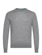 Sweater L/S Tops Knitwear Round Necks Grey United Colors Of Benetton