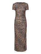 Leopard-Print Dress With Ruffled Details Maksimekko Juhlamekko Brown M...