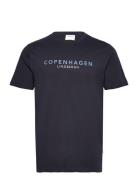 Copenhagen Print Tee S/S Tops T-shirts Short-sleeved Navy Lindbergh