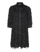 Slfmyline 3/4 Short Fluffy Shirt Dress B Lyhyt Mekko Black Selected Fe...