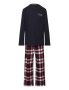 Ls Pj Straight Set Flannel Print Pyjamasetti Pyjama Multi/patterned To...