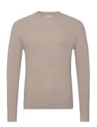 Ribbed Cotton Knitted Sweater Tops Knitwear Round Necks Beige Mango