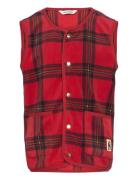 Check Aop Fleece Vest Toppaliivi Red Mini Rodini