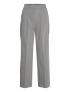 Pleated Straight Fit Trousers Bottoms Trousers Straight Leg Grey Mango