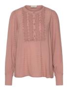 Fqshu-Blouse Tops Blouses Long-sleeved Pink FREE/QUENT