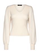 Cotton-Blend Blouson-Sleeve Sweater Tops Knitwear Jumpers Cream Lauren...