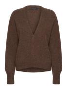 Mmthora V-Neck Knit Cardigan Tops Knitwear Cardigans Brown MOS MOSH