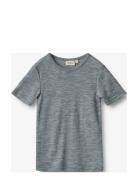 Wool T-Shirt S/S Seo Tops T-shirts Short-sleeved Grey Wheat