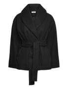 Shawl Collar Short Coat Villakangastakki Black Gina Tricot