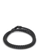 Men's Black Wrap-Around Leather Bracelet Rannekoru Korut Black Nialaya